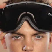 Cooper DeJean for Renpho with massage eyewear on his head